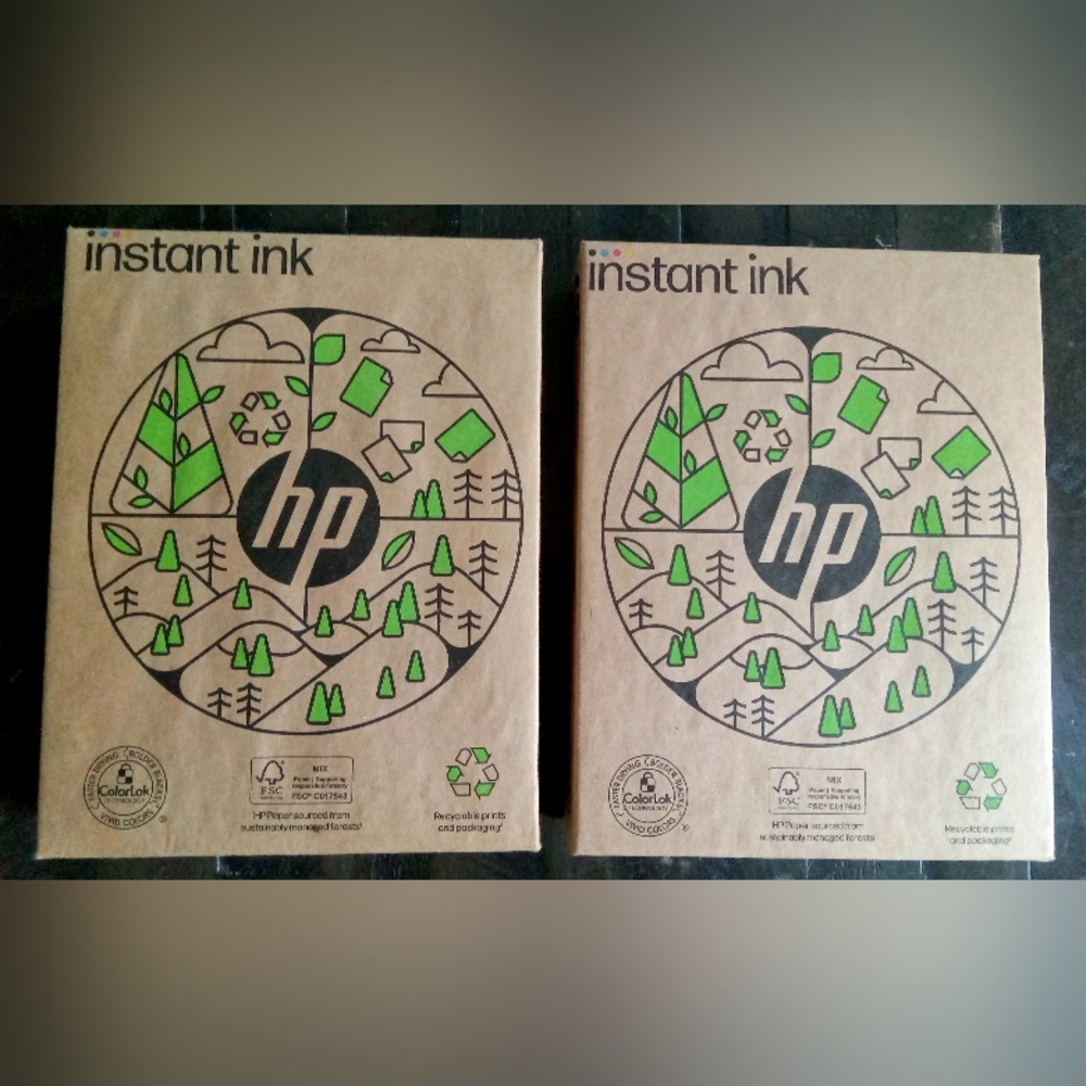 NWT Set 2 HP Instant Ink Printer Paper Eco-Friendly Sustainably Sourced Fast Dry